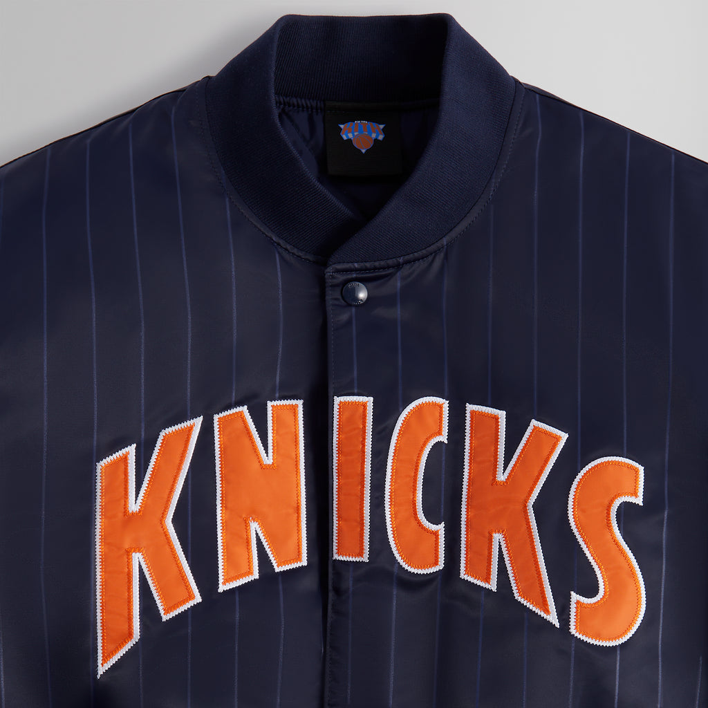 Kith for the New York Knicks Pinstripe Satin Bomber Jacket - Nocturnal