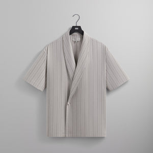 UrlfreezeShops Striped Twill Thompson Crossover Shirt - Light Heather Grey