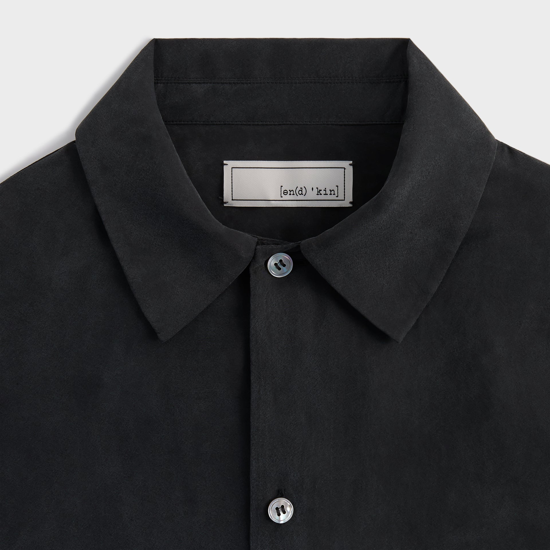 &Kin Silk Habotai Beckham Buttondown - Black