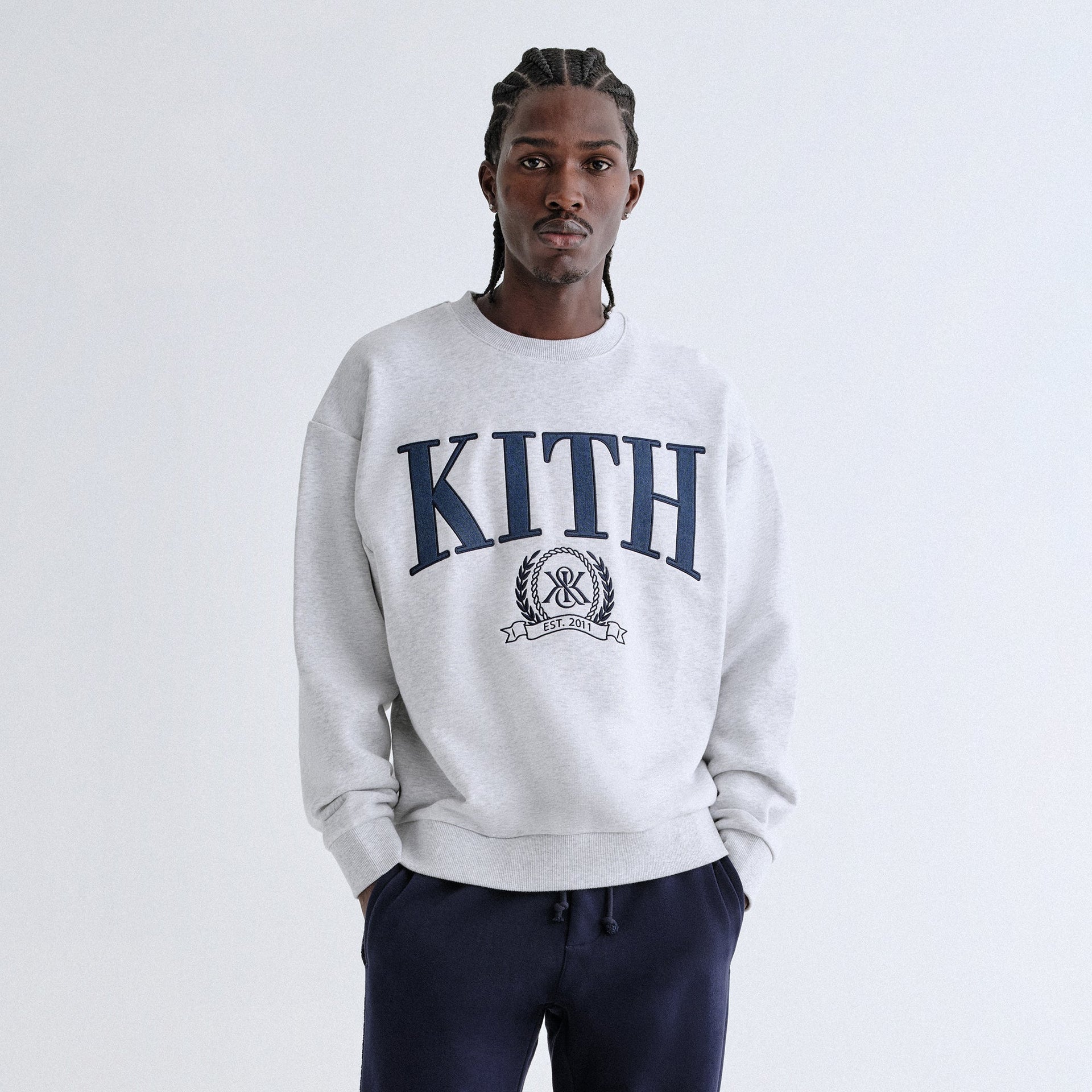 Kith Collegiate Nelson Crewneck - Light Heather Grey