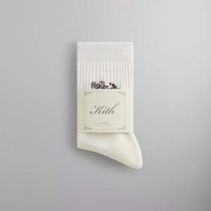 Kith Paisley Embroidery Mid Length Crew Socks - White