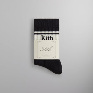 Kith Striped Mid Crew Cotton Socks With Jacquard Logo - Black