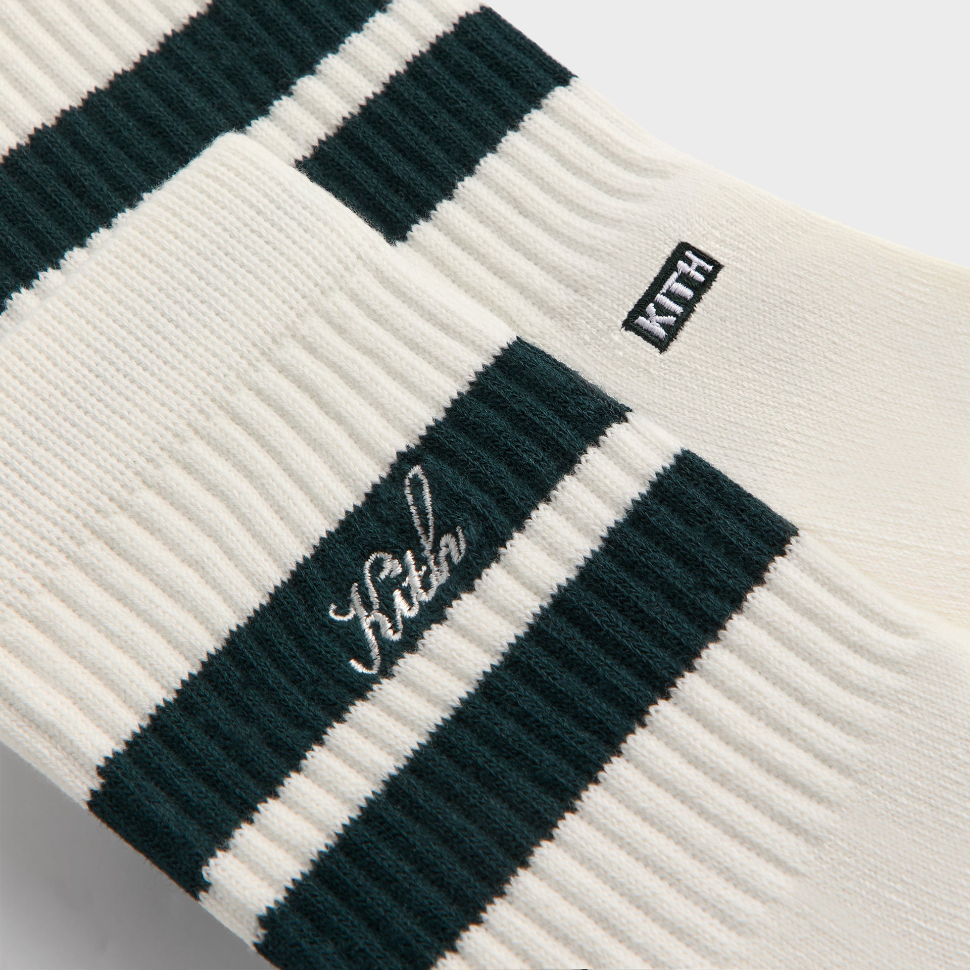 Kith 3-Pack Striped Mid Crew Socks - White