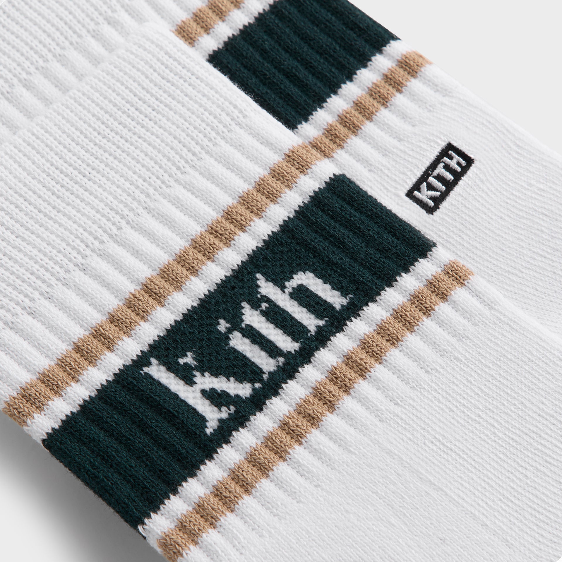 Kith 3-Pack Variegated Striped Mid Crew Socks - White