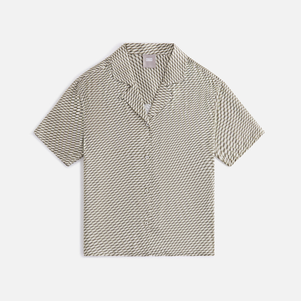 Kith Women Elena Monogram Silk Camp Shirt - Verdant L