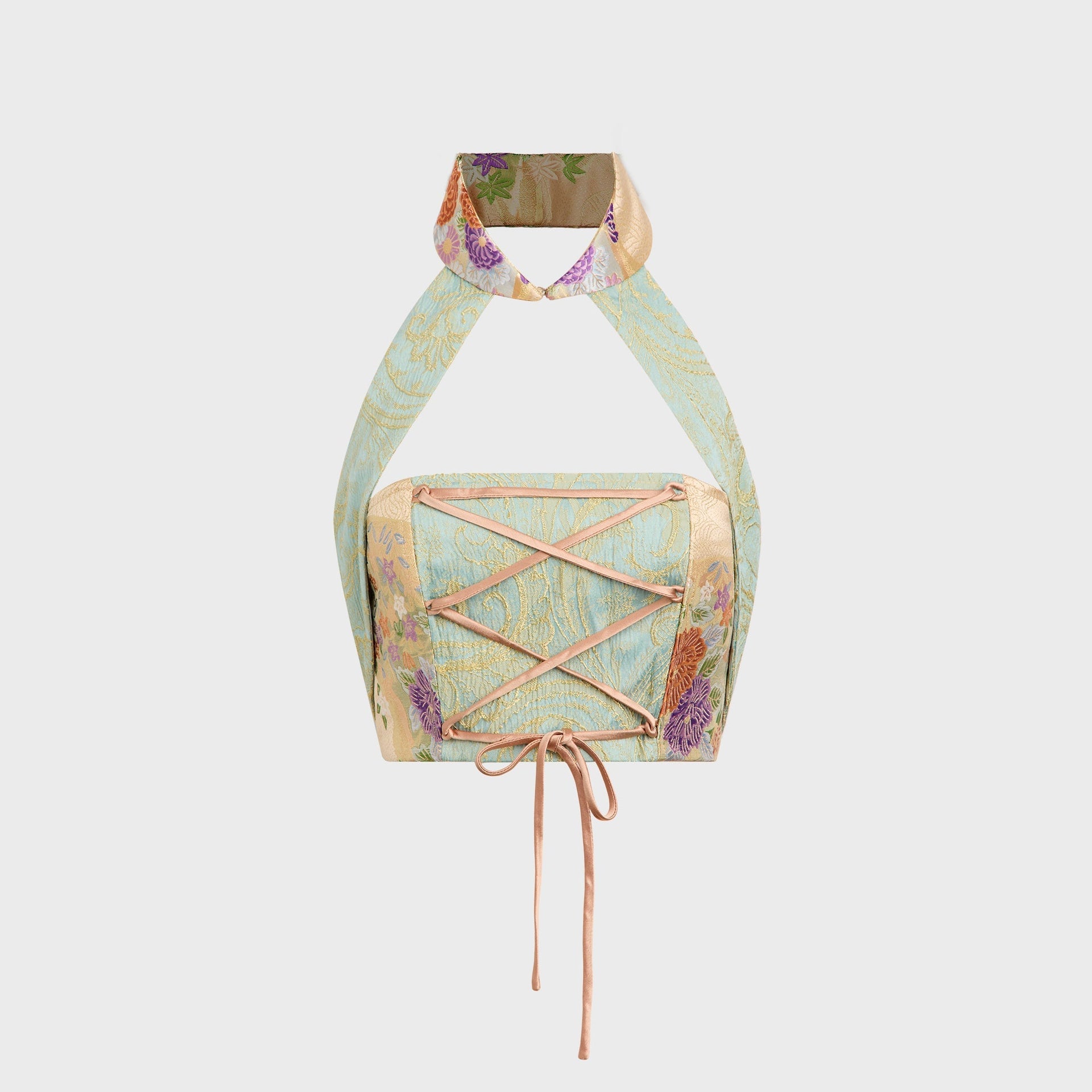 Kim Shui Moon QiPao Cropped Corset in Blue