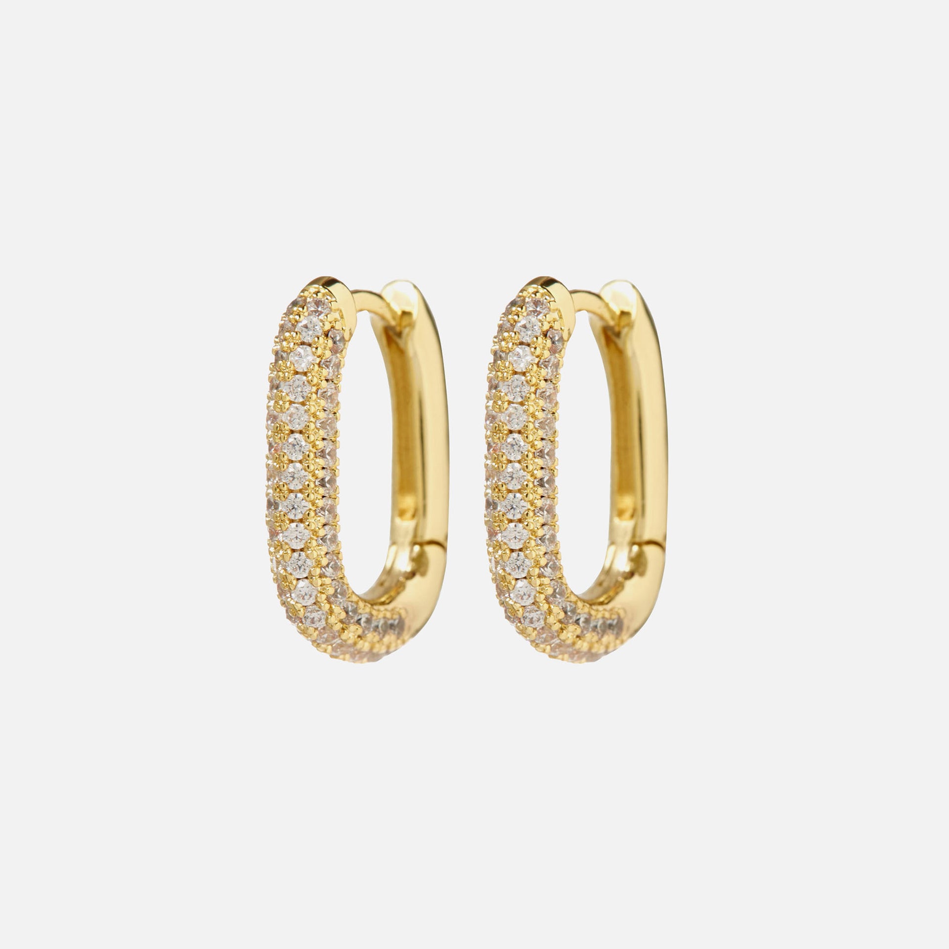 Luv AJ Pave Chain Link Huggies - Gold