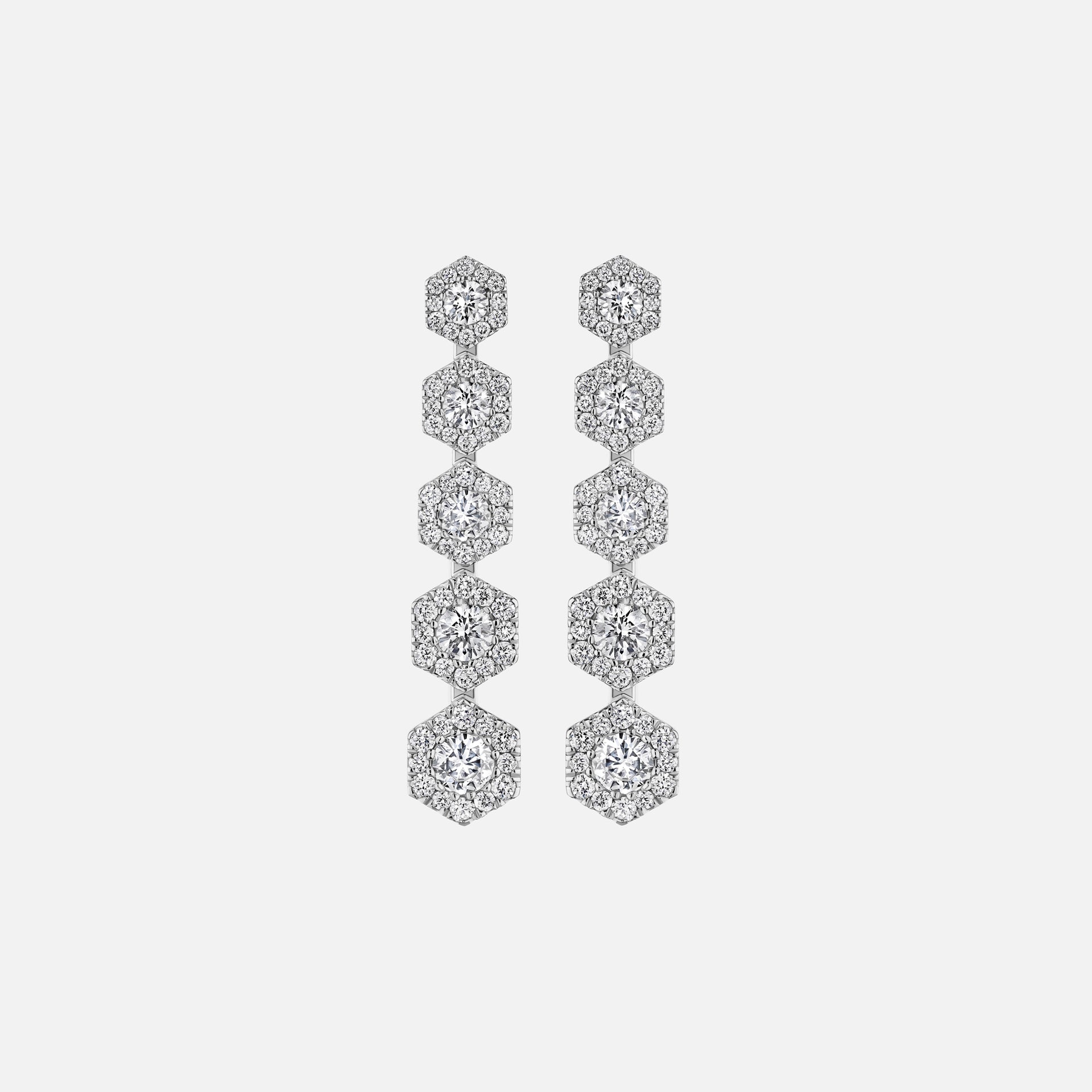 VL Cepher Lierne Long Cascading Diamond Earrings - White Gold