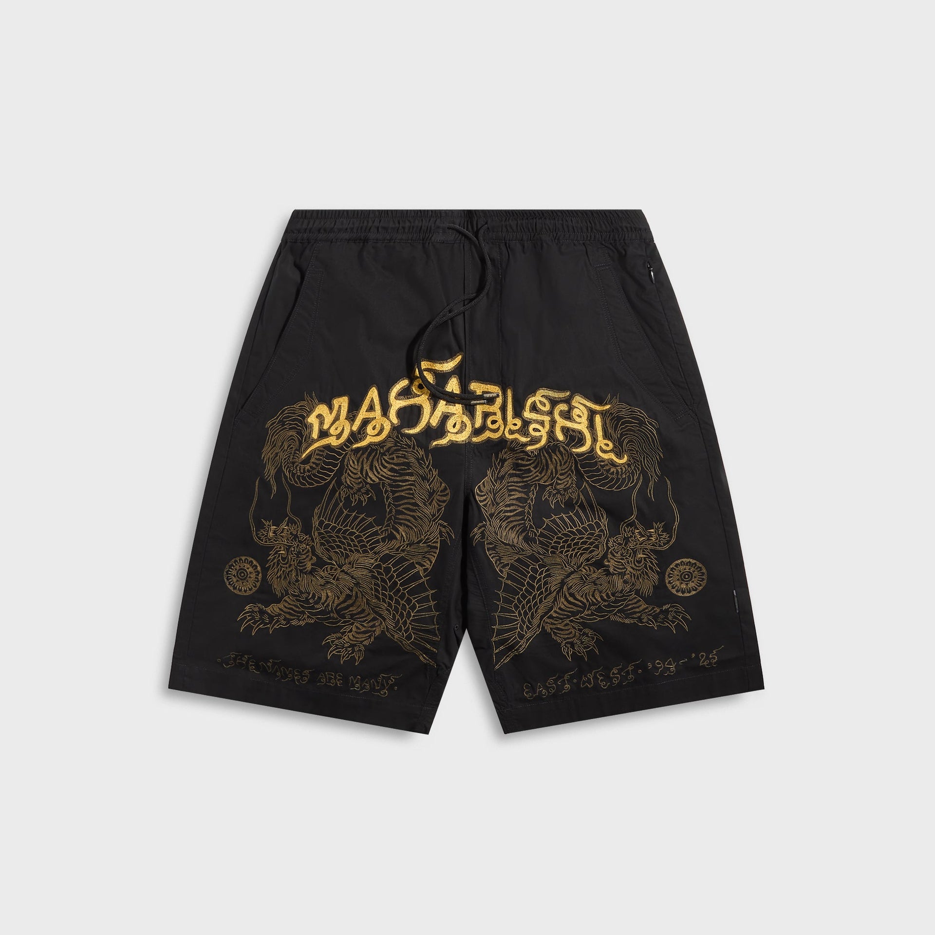 Maharishi 6093 Muay Thai Tiger Dragon Trackshorts - Black