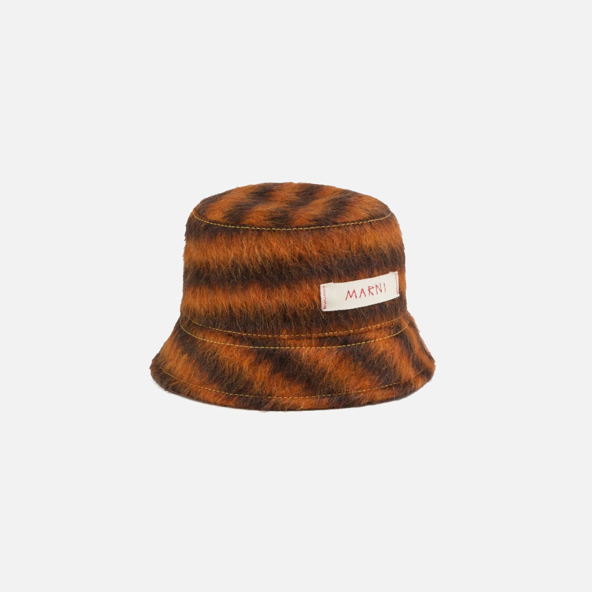 Marni Bucket Hat with Logo Label - Stripe Carrot