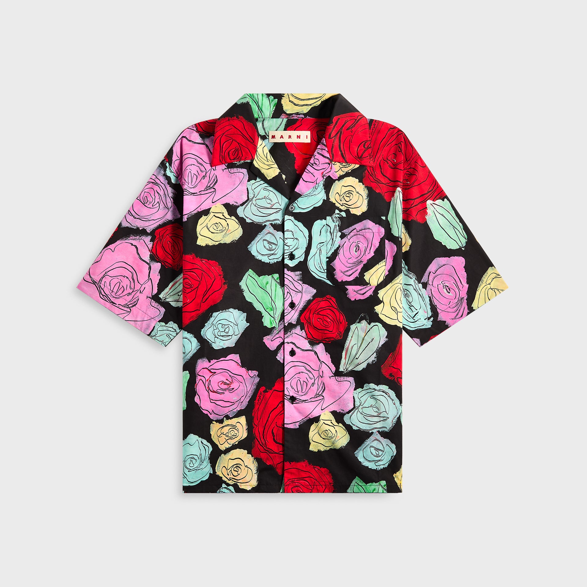 Marni Compact Cotton Short-Sleeved Bowling Shirt - Medium Roses