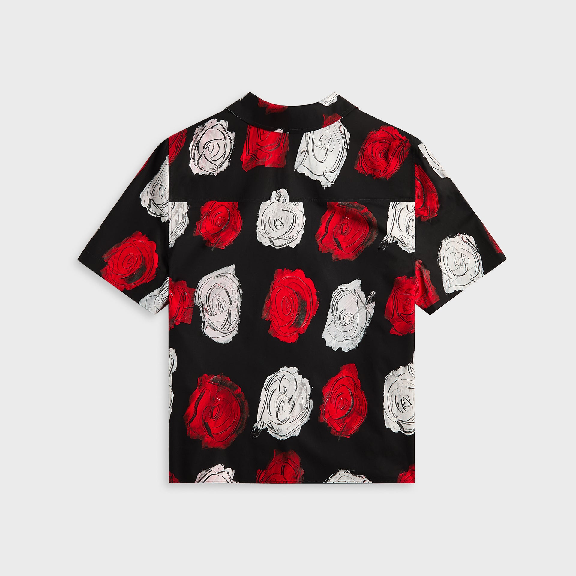 Marni Medium Roses Compact Cotton Short Sleeved Bowling Shirt - Black