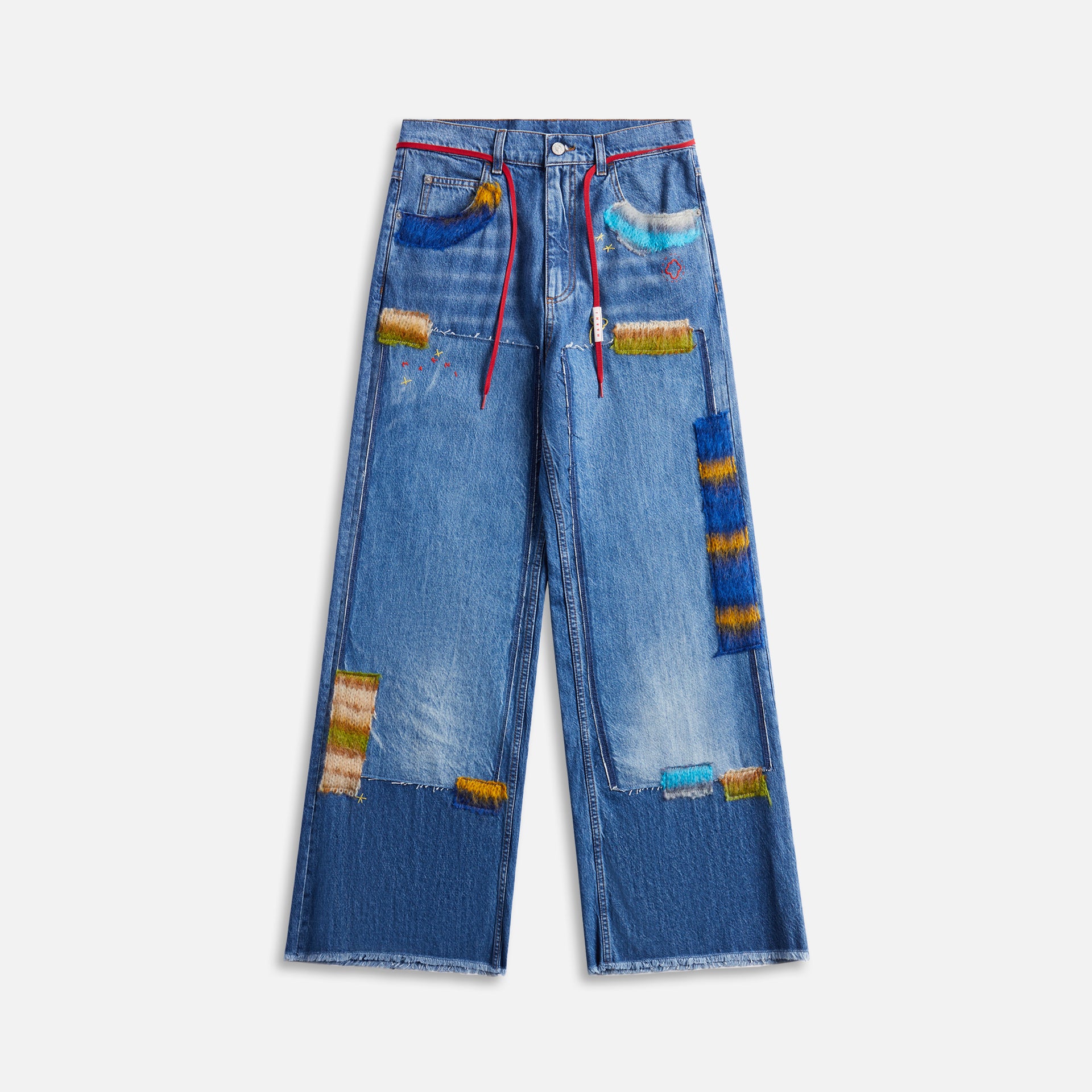 Marni Stone Washed Organic Denim Mohair Trousers - Iris Blue