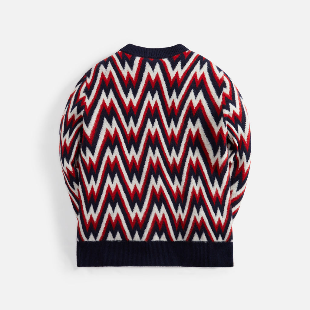 Moncler Crew Neck Carded Wool - Red / Blue M
