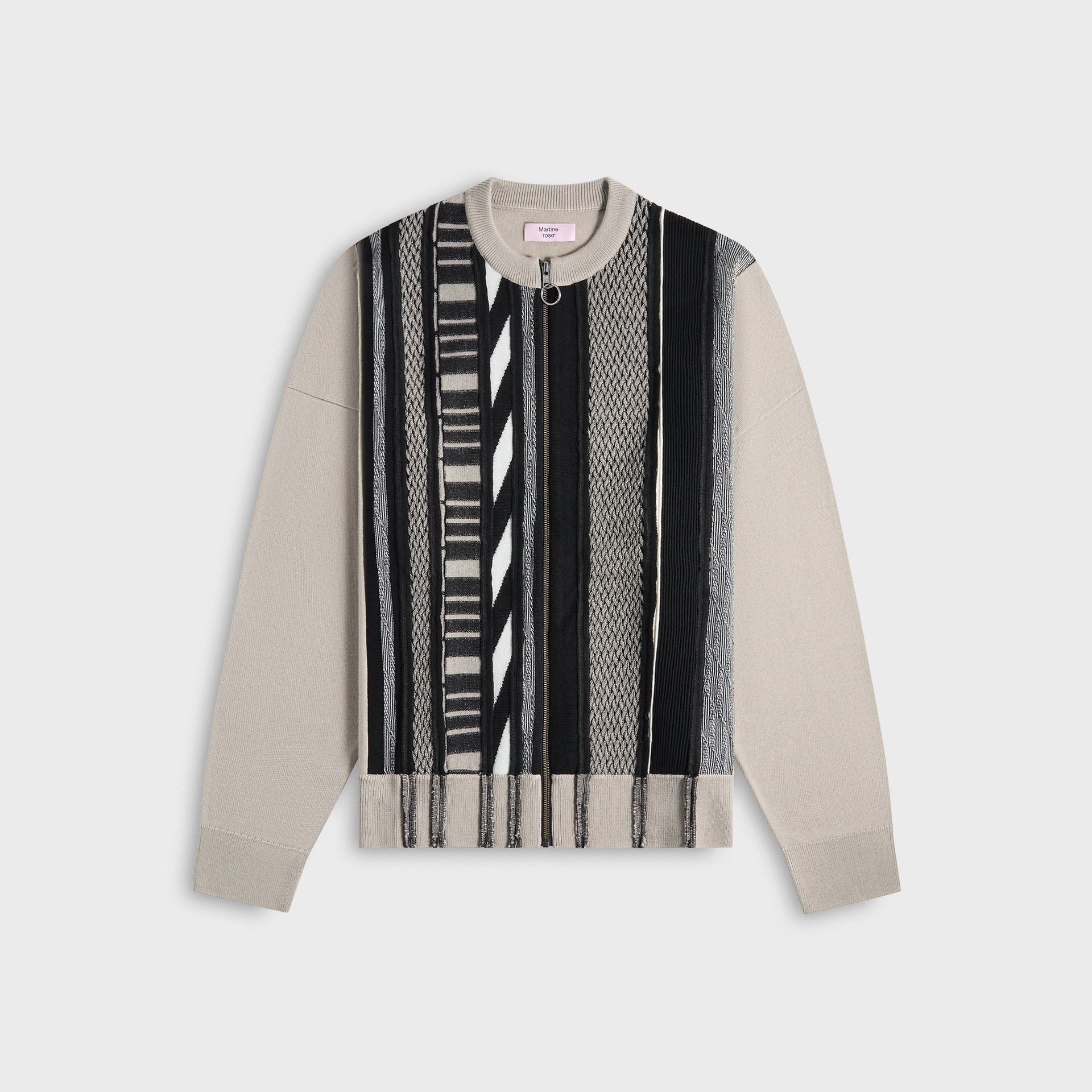 Martine Rose Multi Stripe Zip Up Crew - Beige / Black