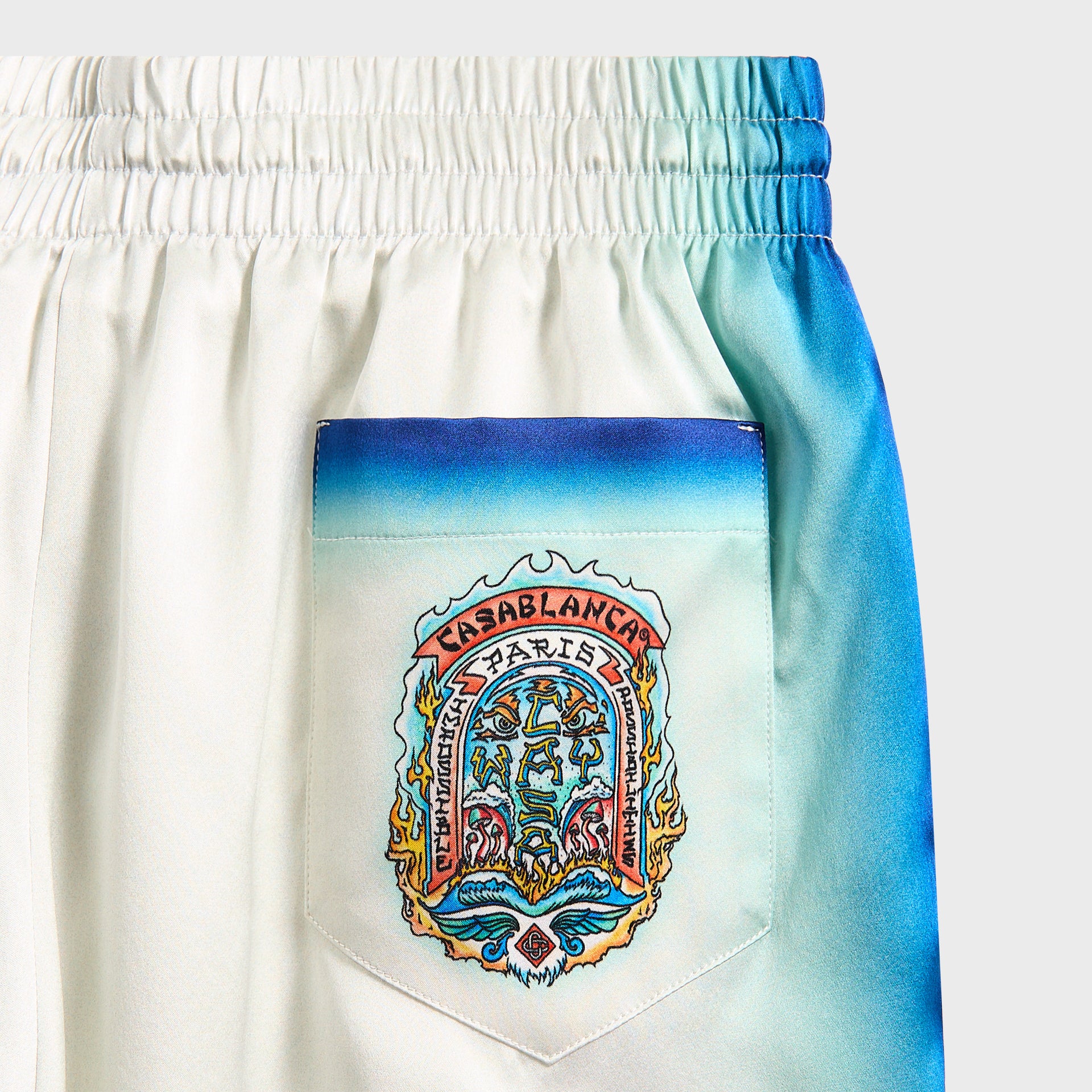 Casablanca Drawstring Shorts - Blue Fade / White