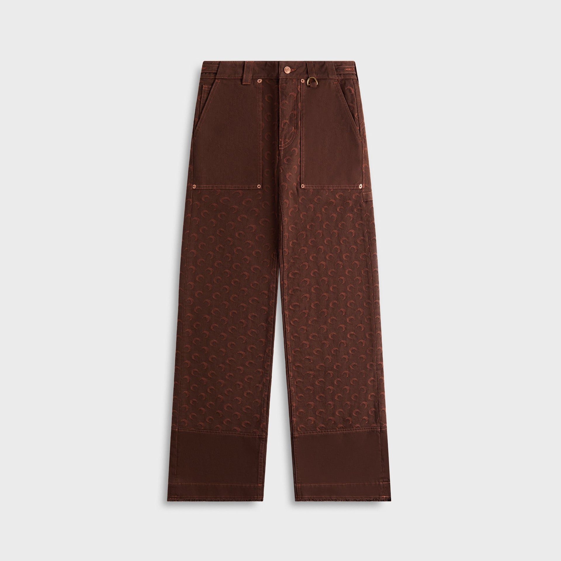 MARINE SERRE Moon Jacquard Twill Workwear Pant in Deep Brown