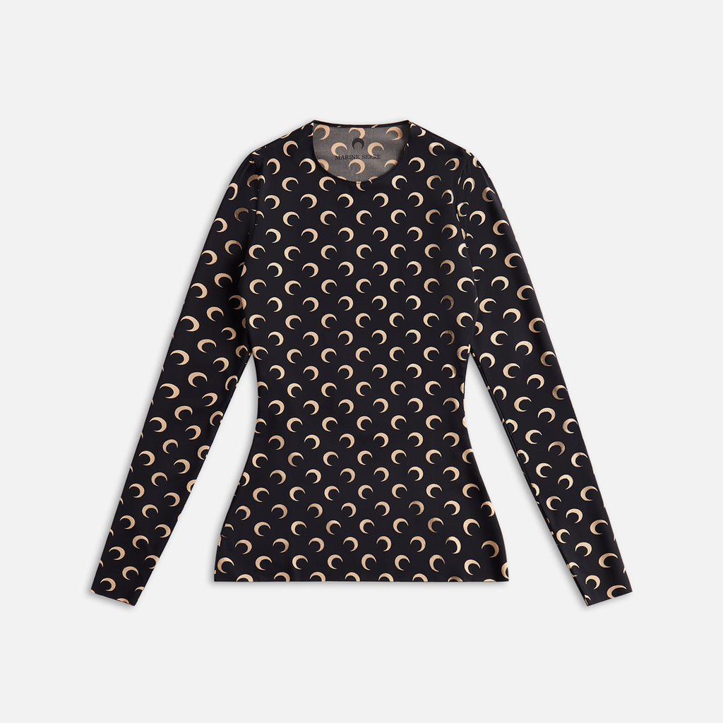 Marine Serre Moon Printed Jersey Second Skin Crewneck - Moon Tan 