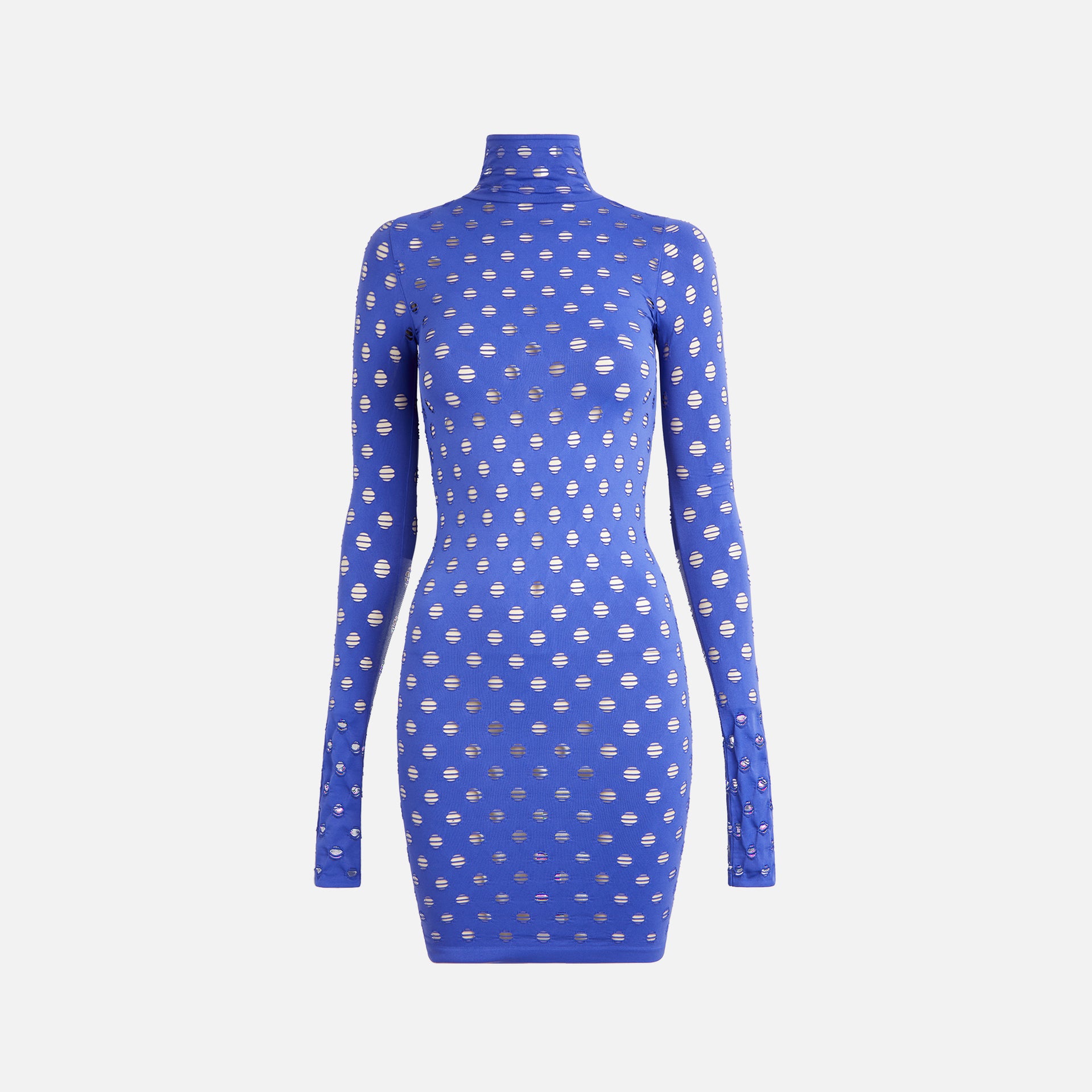 Maisie Wilen Perforated Turtleneck Dress - Navy