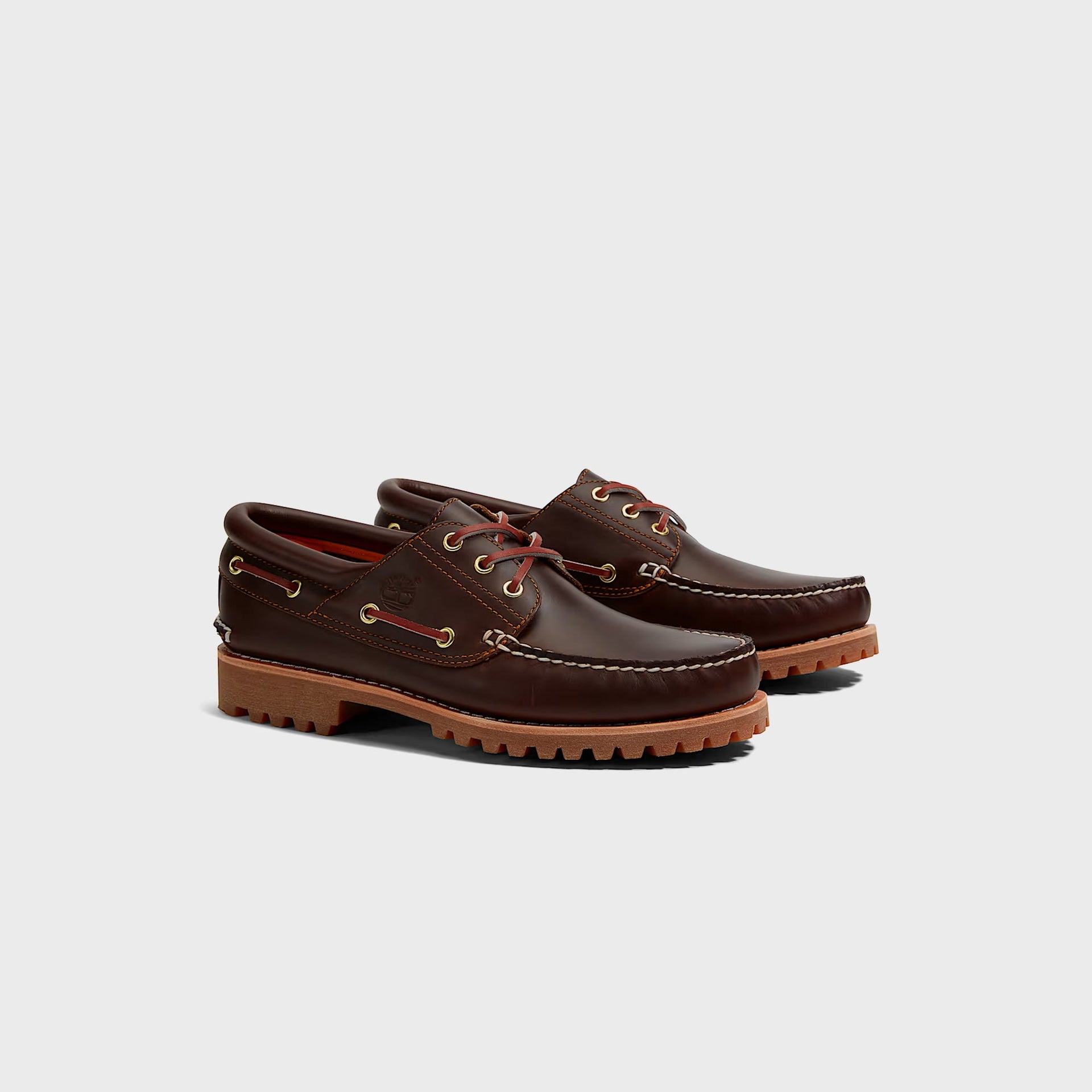 Timberland Authentic Three-Eye Lug Handsewn Boat Shoe - Brown Full Grain