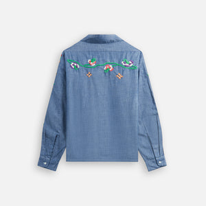 Needles One-Up Shirt poloshirts - Cotton Chambray / India Embroidery Blue