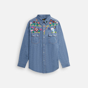 Needles Western Shirt denim - Cotton Chambray / India Embroidery Blue