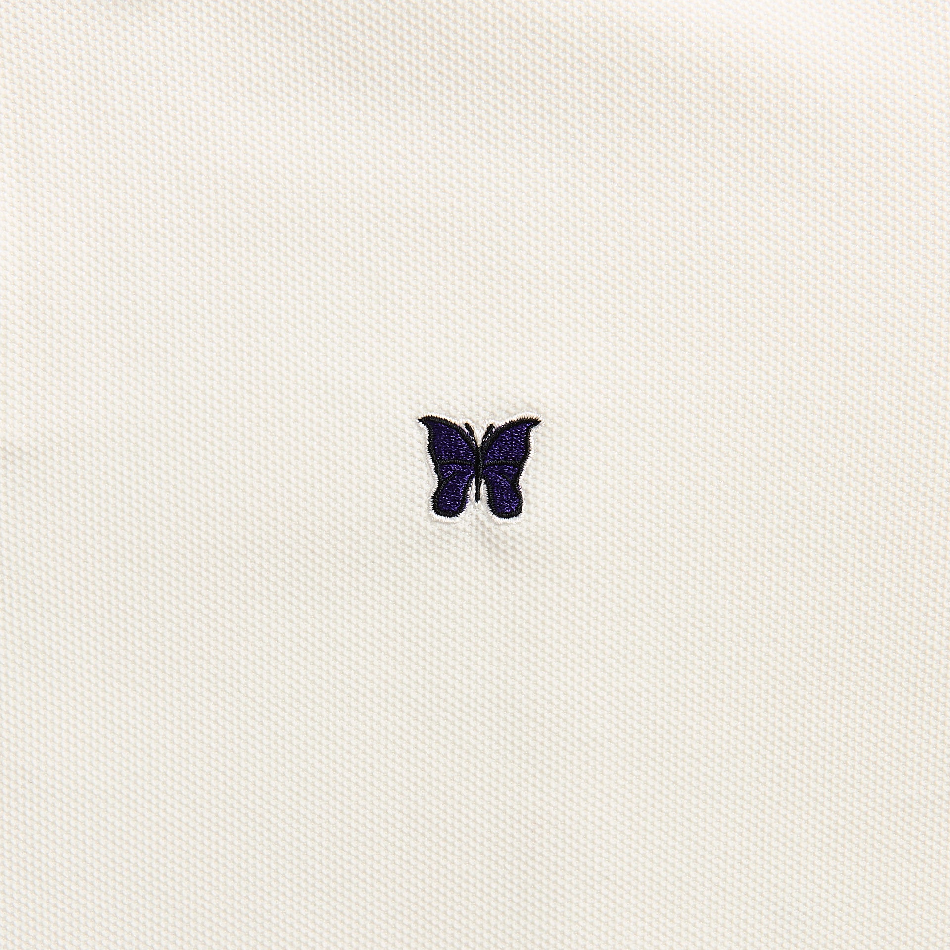 Needles Short Sleeve Polo Shirt Cotton Pique - White