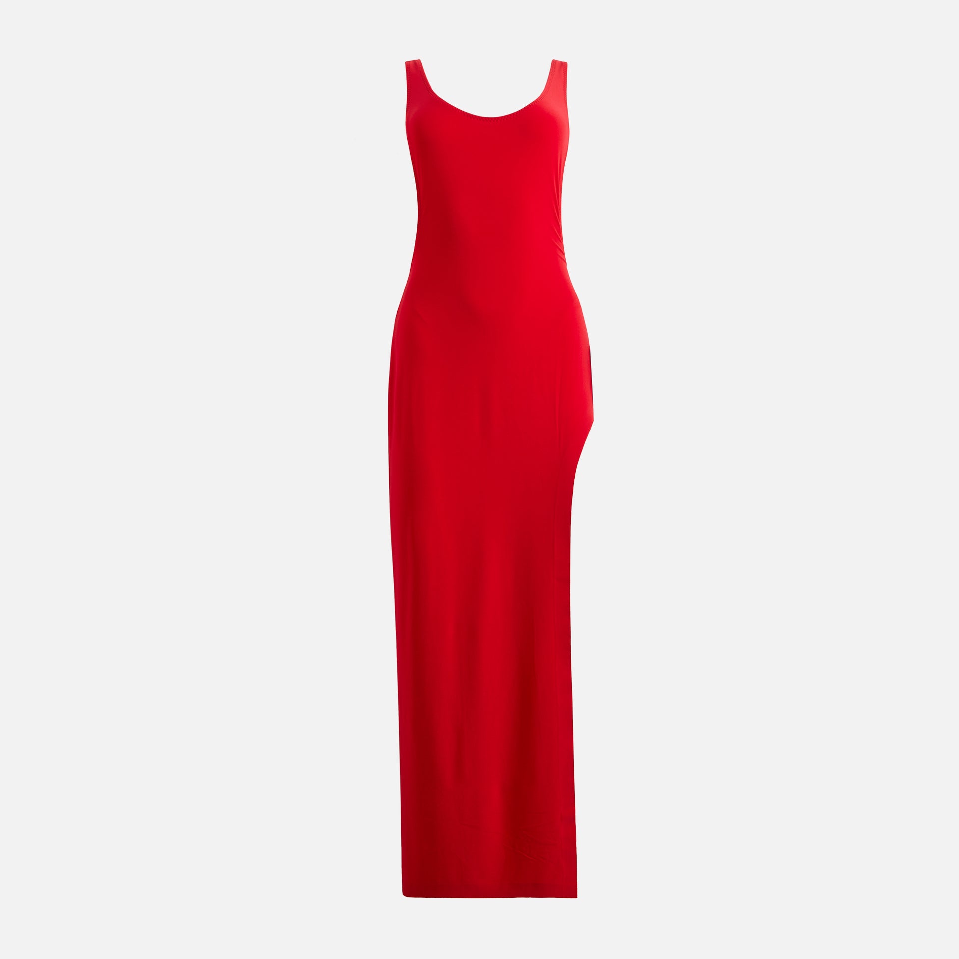Norma Kamali Marissa Wide Slit Gown - Tiger Red