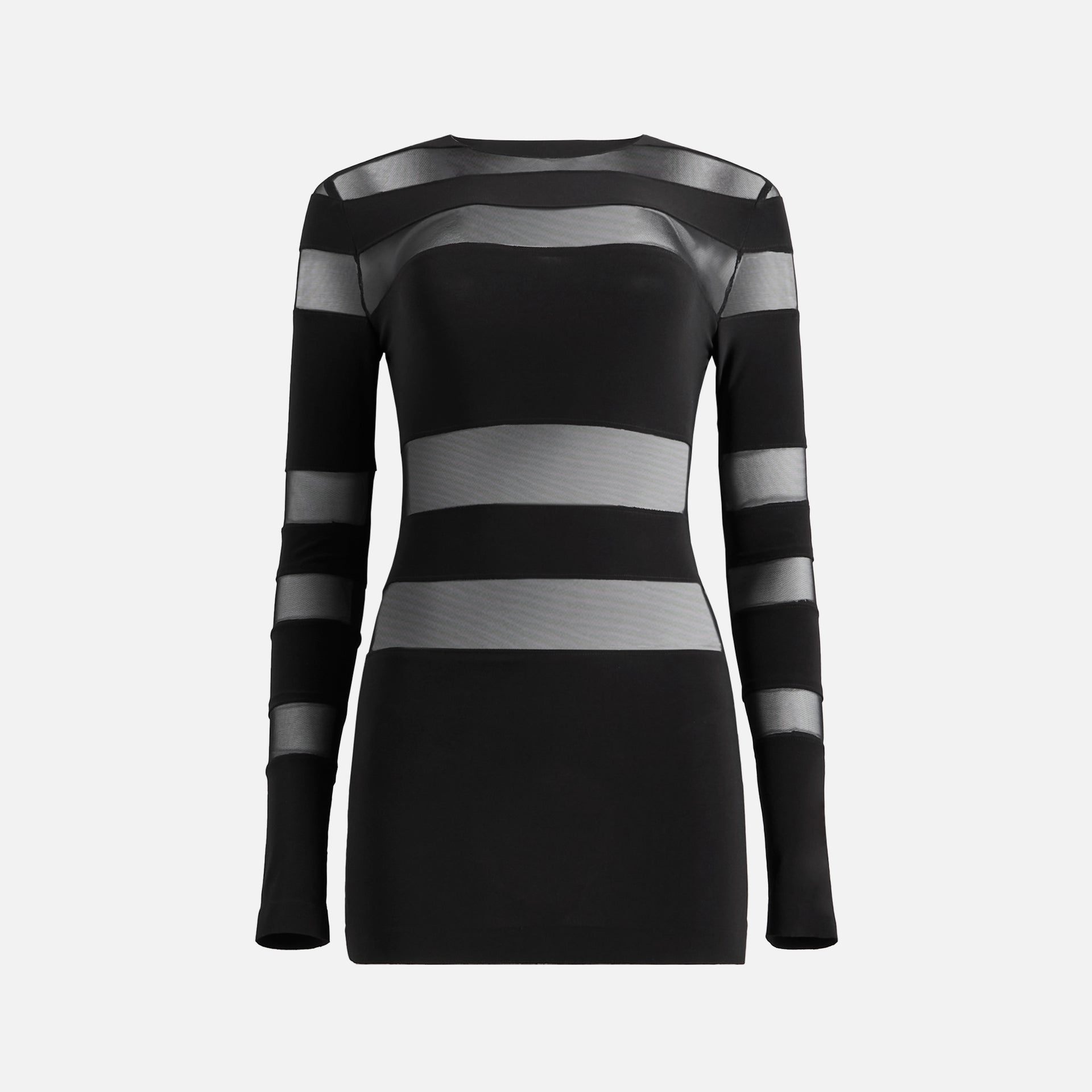 Norma Kamali Spliced Long Sleeve Pickleball Dress - Black