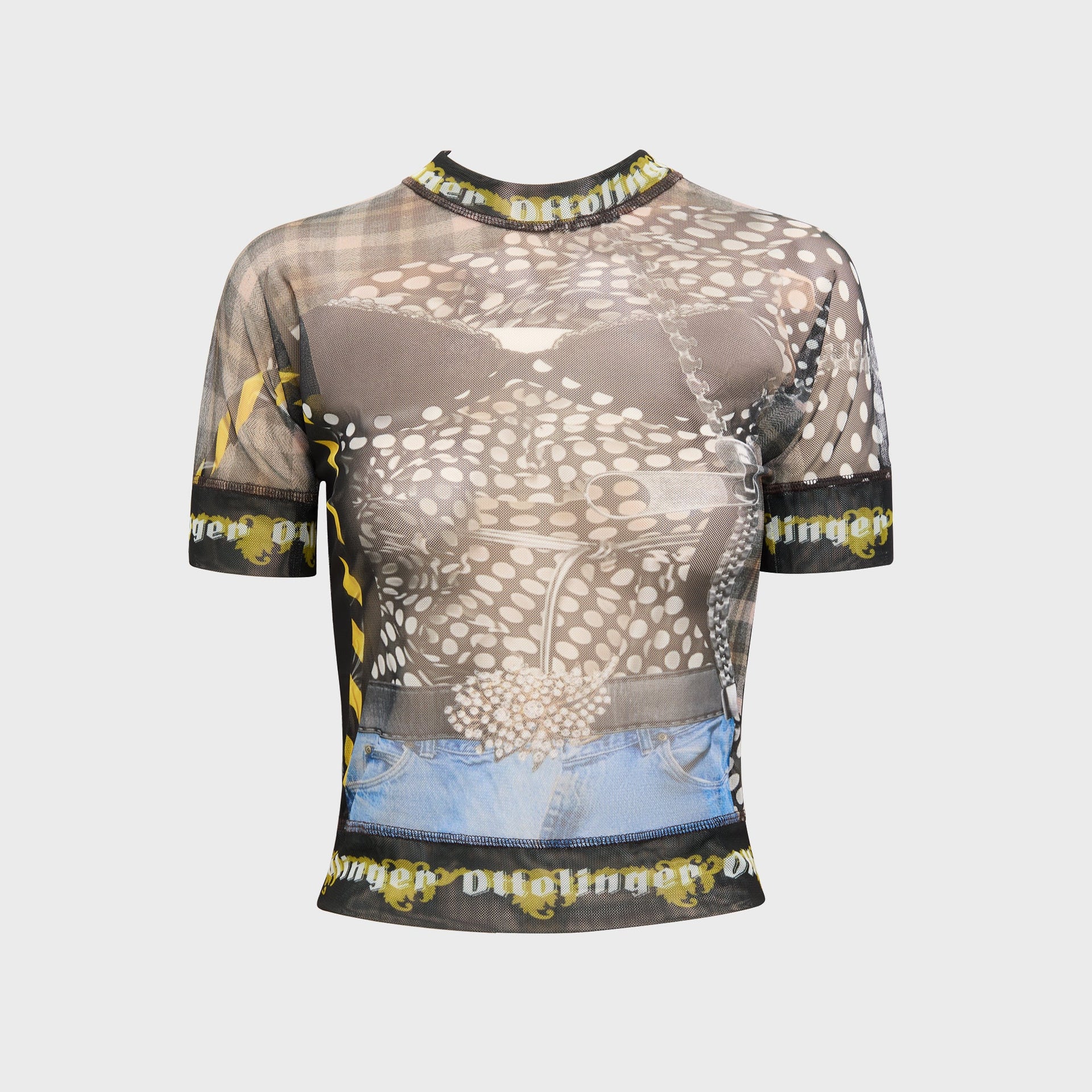 Ottolinger Mesh Tee in Polka Dot Zip Print