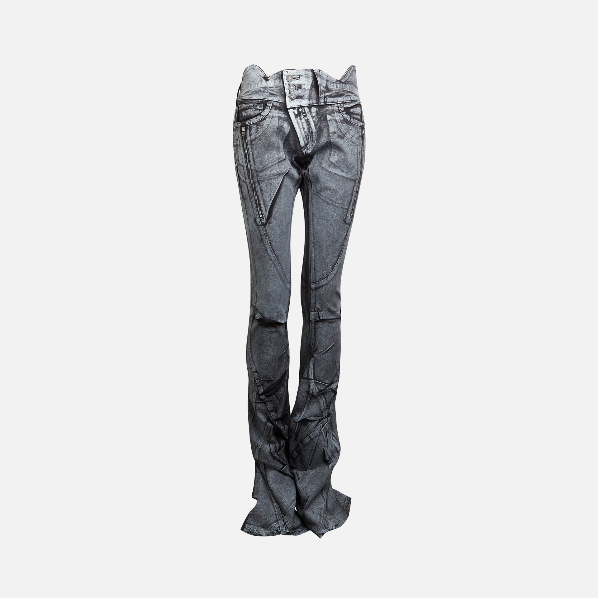 Ottolinger Big Waistband Drape Denim - Black / White Paint