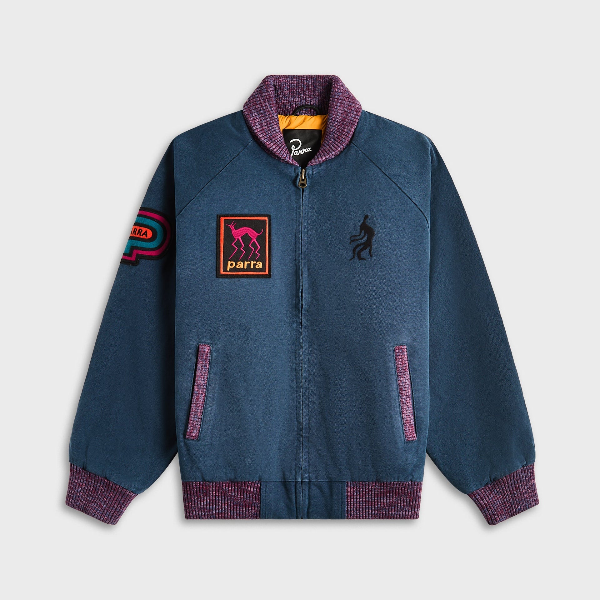 by Parra Skull Stalker Varsity Jacket in Washed Blue
