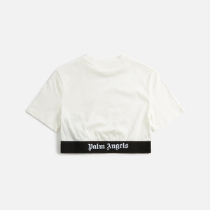 Palm Angels Logo Tape Cropped Tee - Off White / Black
