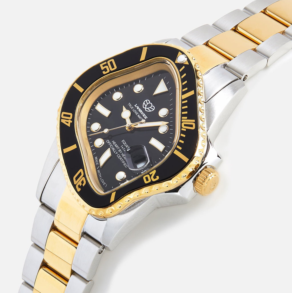 LAARVEE Silver & Golden Precision Steel - Black Bezel / Black Dial PH