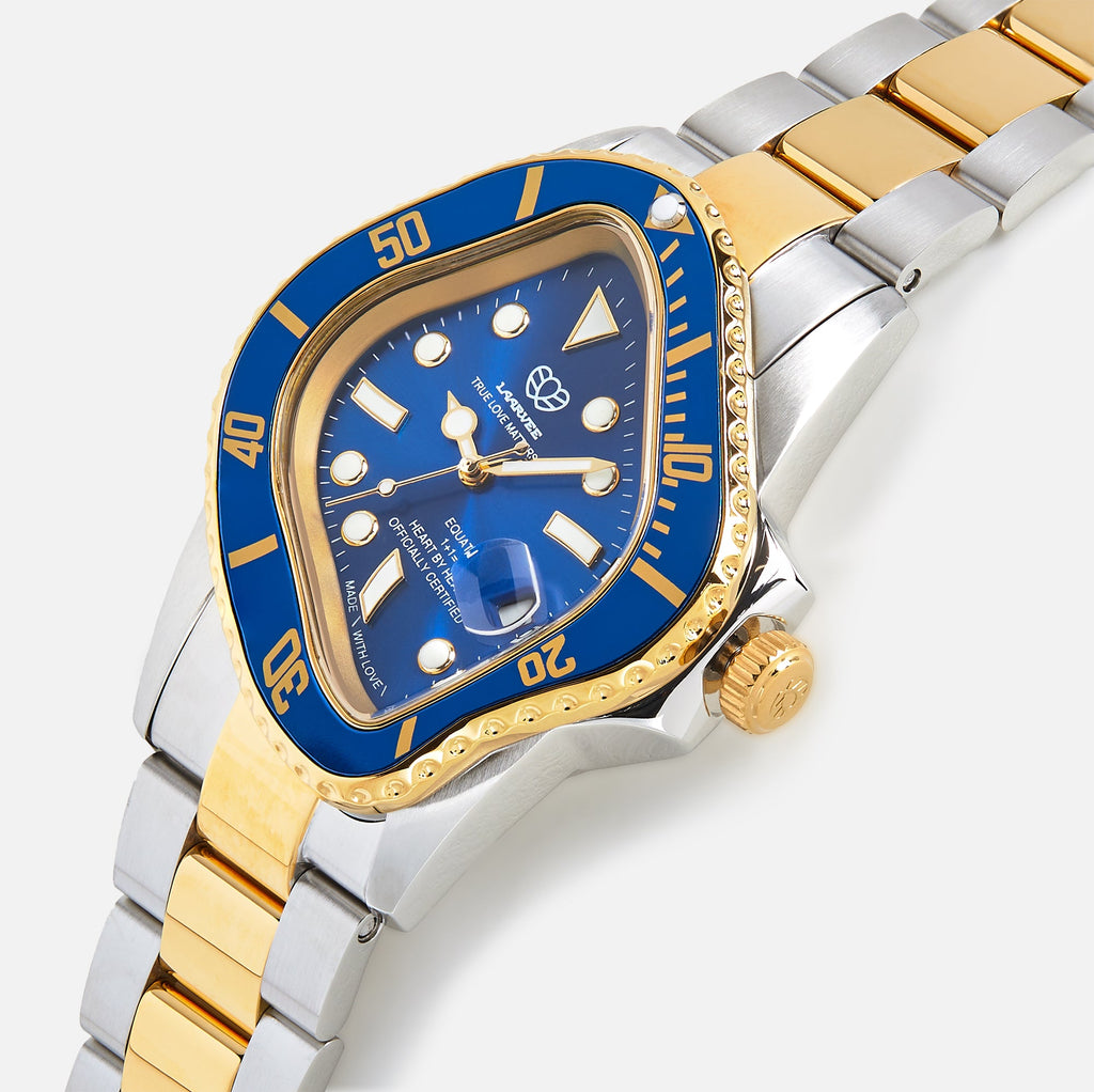 LAARVEE Silver & Golden Precision Steel - Blue Bezel / Blue Dial 