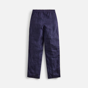 Palm Angels Classic Logo Linen Track Pant - Navy Blue / Off-White