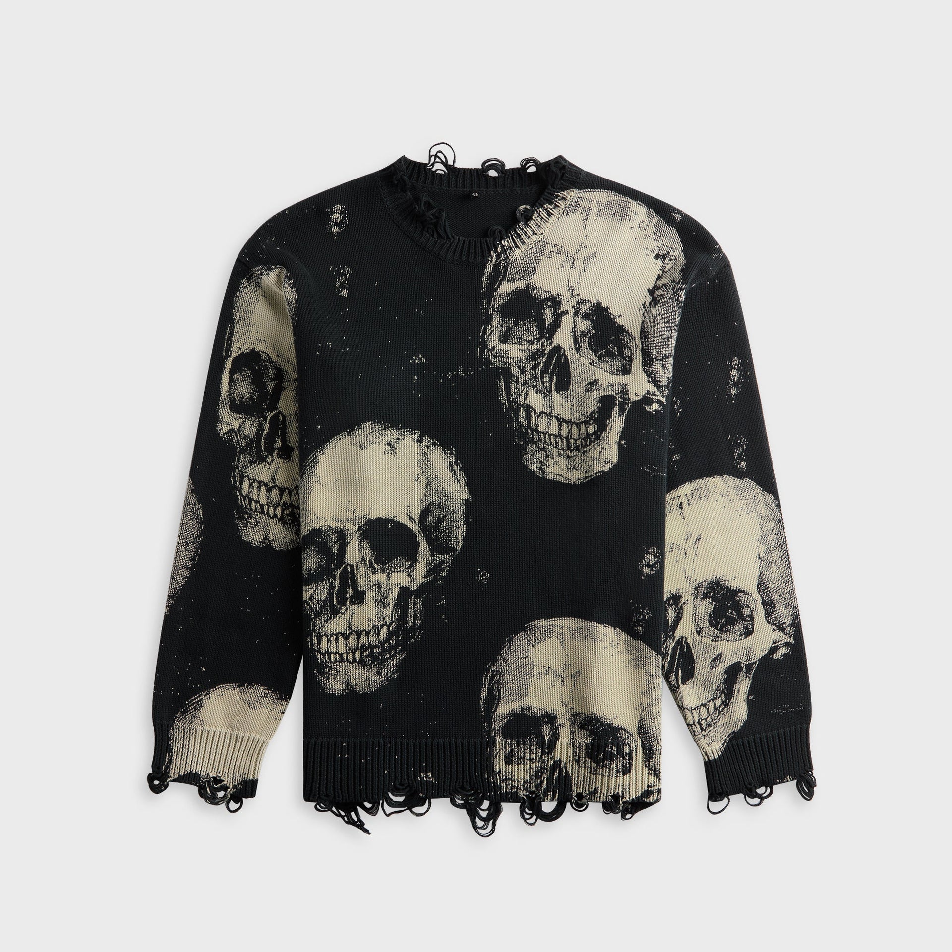 R13 Printed Boyfriend Sweater - Skulls On Black