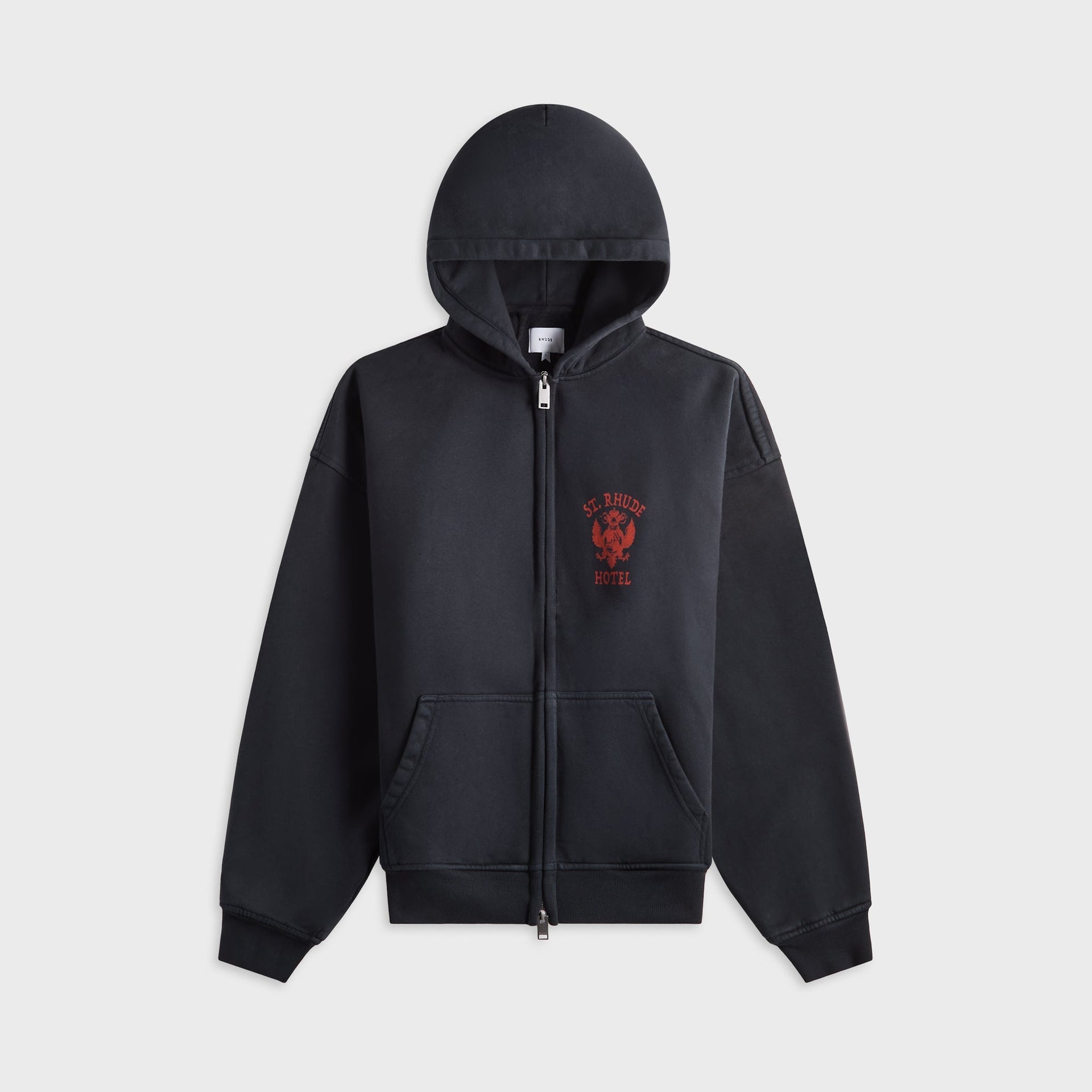Rhude St. Rhude Seal Zip-Up Hoodie - Vintage Black / Red