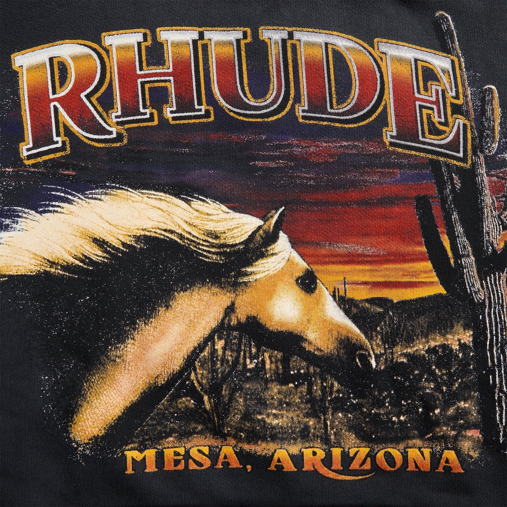 Rhude Mesa Stallion Hoodie - Vintage Black / Red / Yellow
