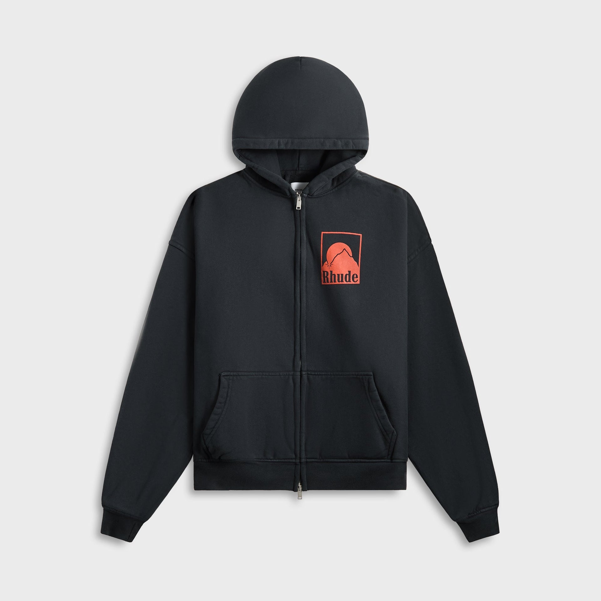 Rhude Moonlight Badge FullinZip Hoodie in Vintage Black