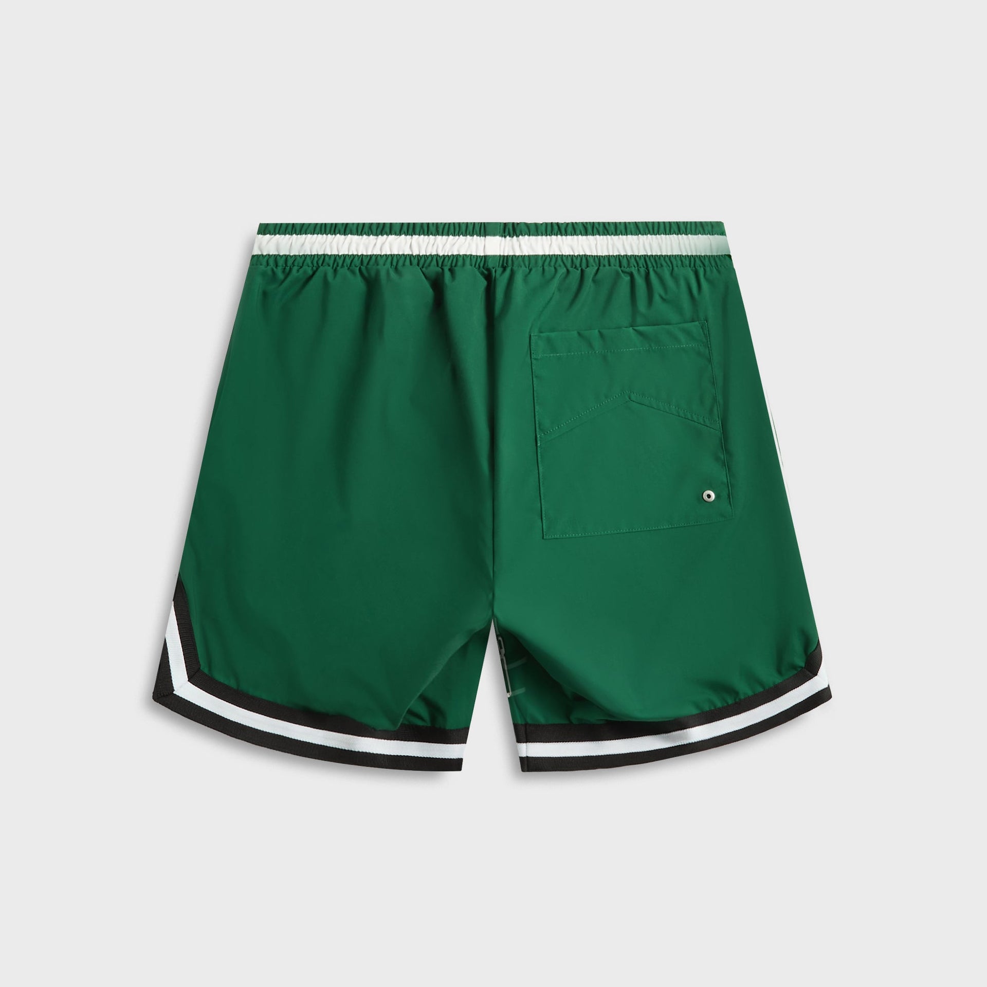 Rhude Logo Basketball Swim Short in Forest Green / Black / White
