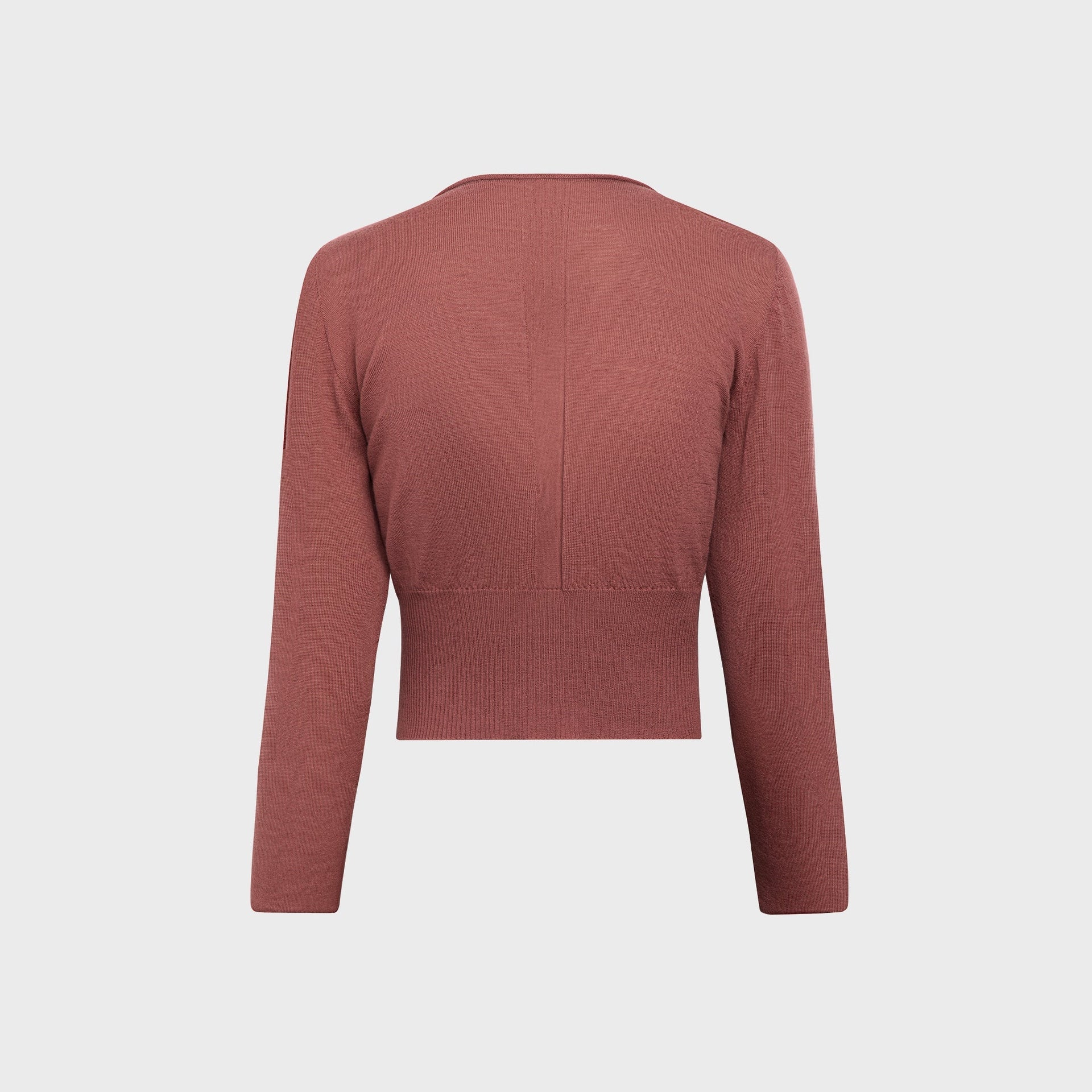 Rick Owens Cropped Slashed Long Sleeve Top in Rosewood