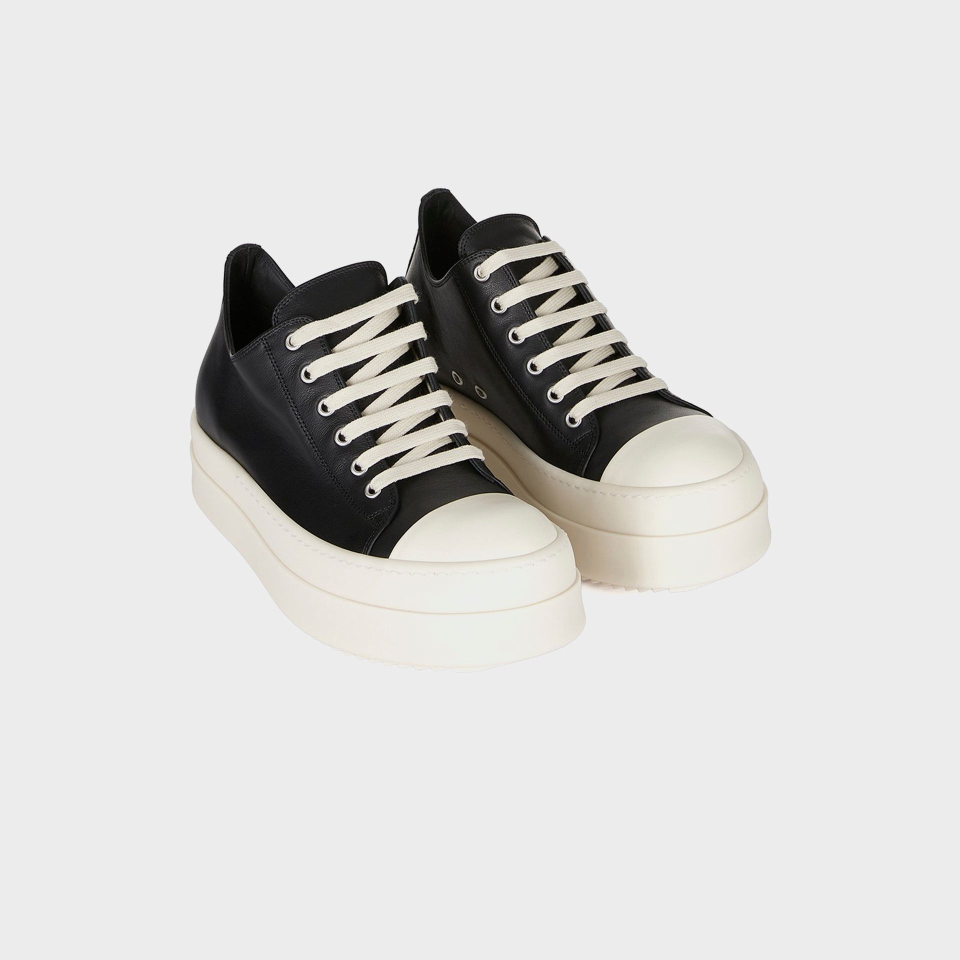 Rick Owens Mega Bumper Low Sneaks Scarpe in Pelle - Black / Milk