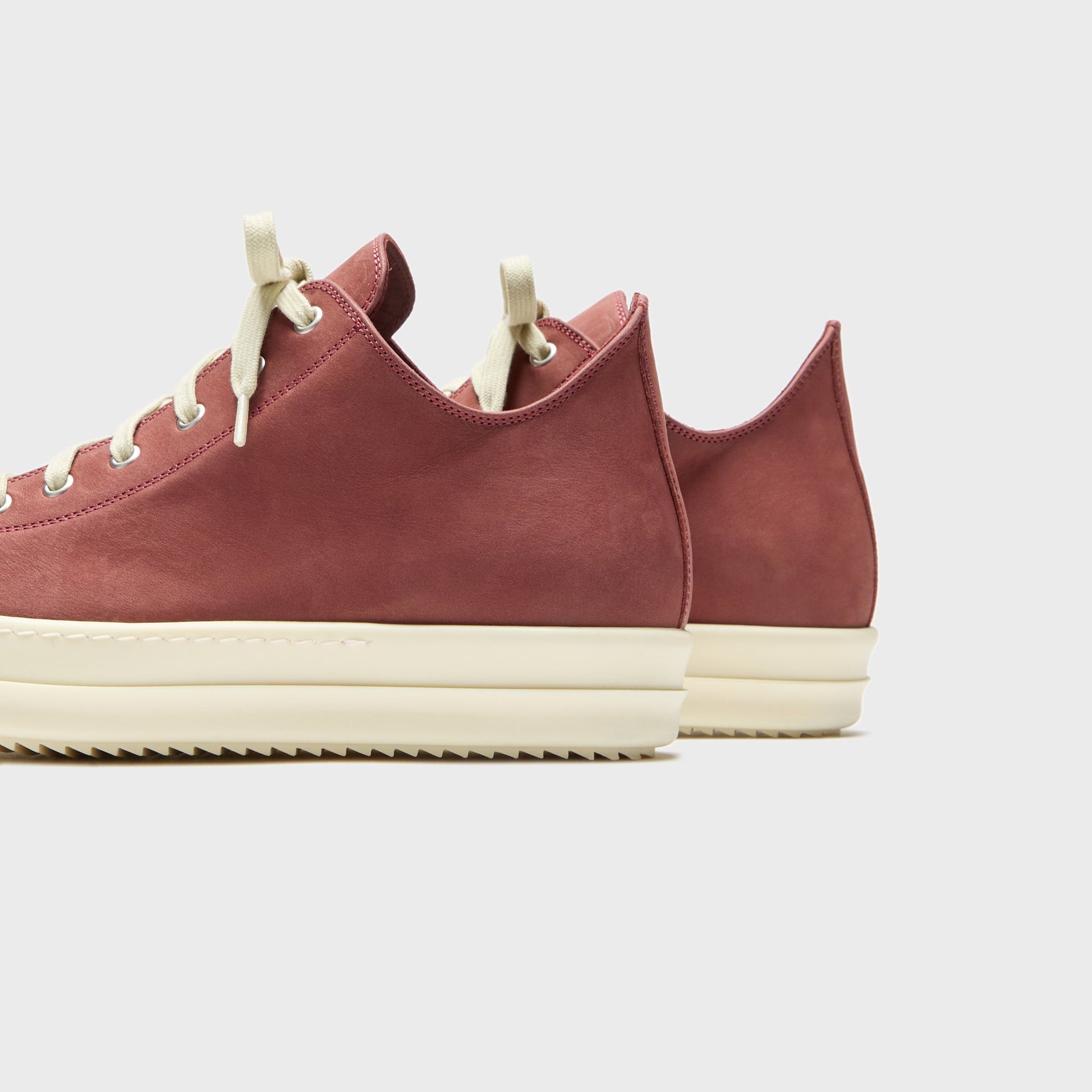 Rick Owens Low Sneakers Scarpe In Pelle - Rosewood / Milk / Milk