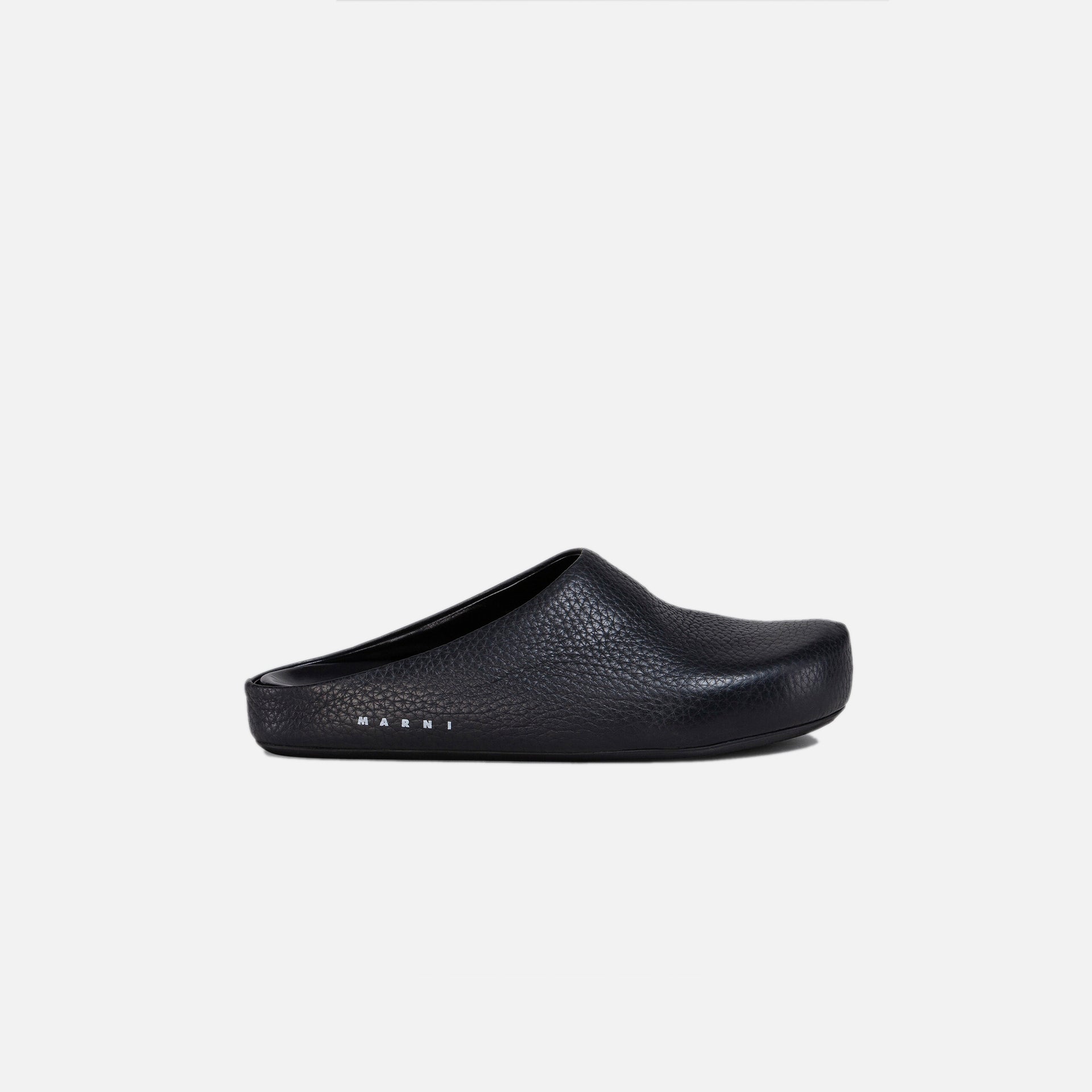 Marni Mens Fussbett Sabot Grained Calf Leather - Black