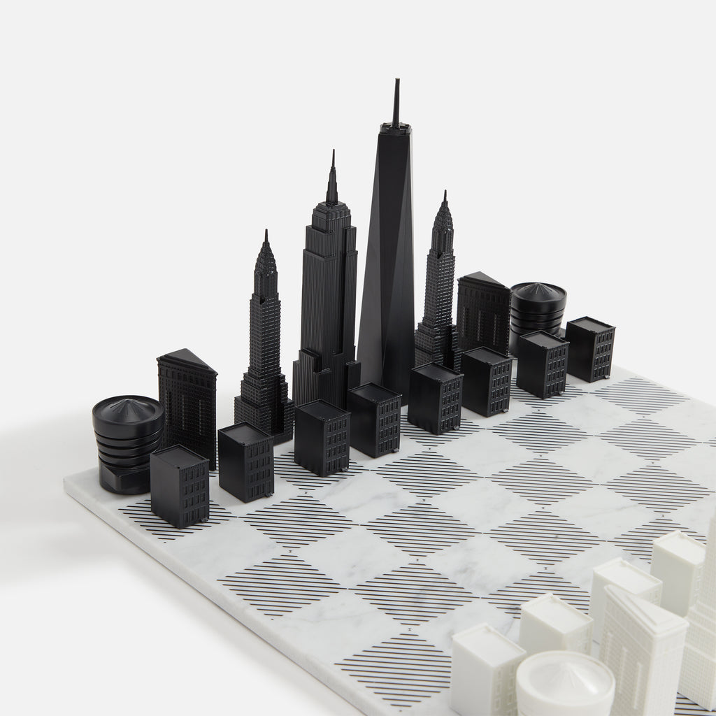 Skyline Chess New York Addition with Marble Board - White / Black 