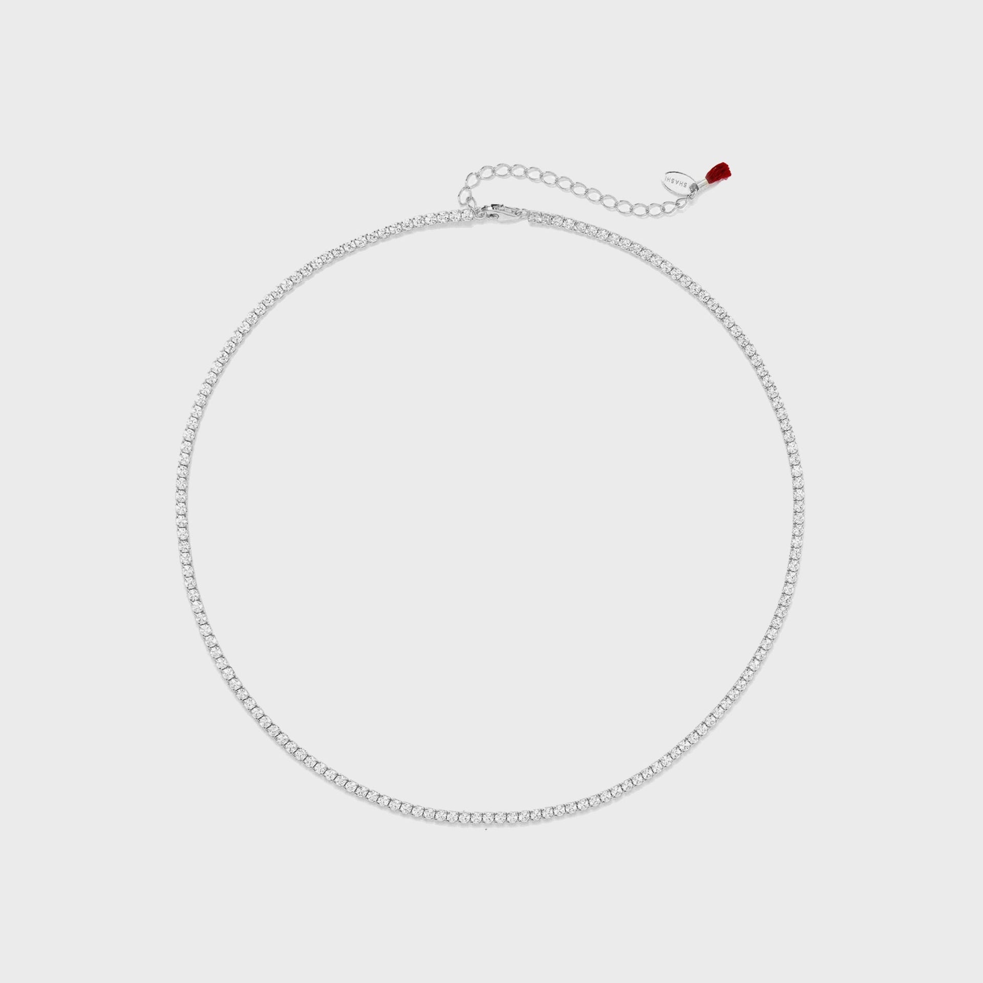 SHASHI Diamond Tennis Necklace - Silver