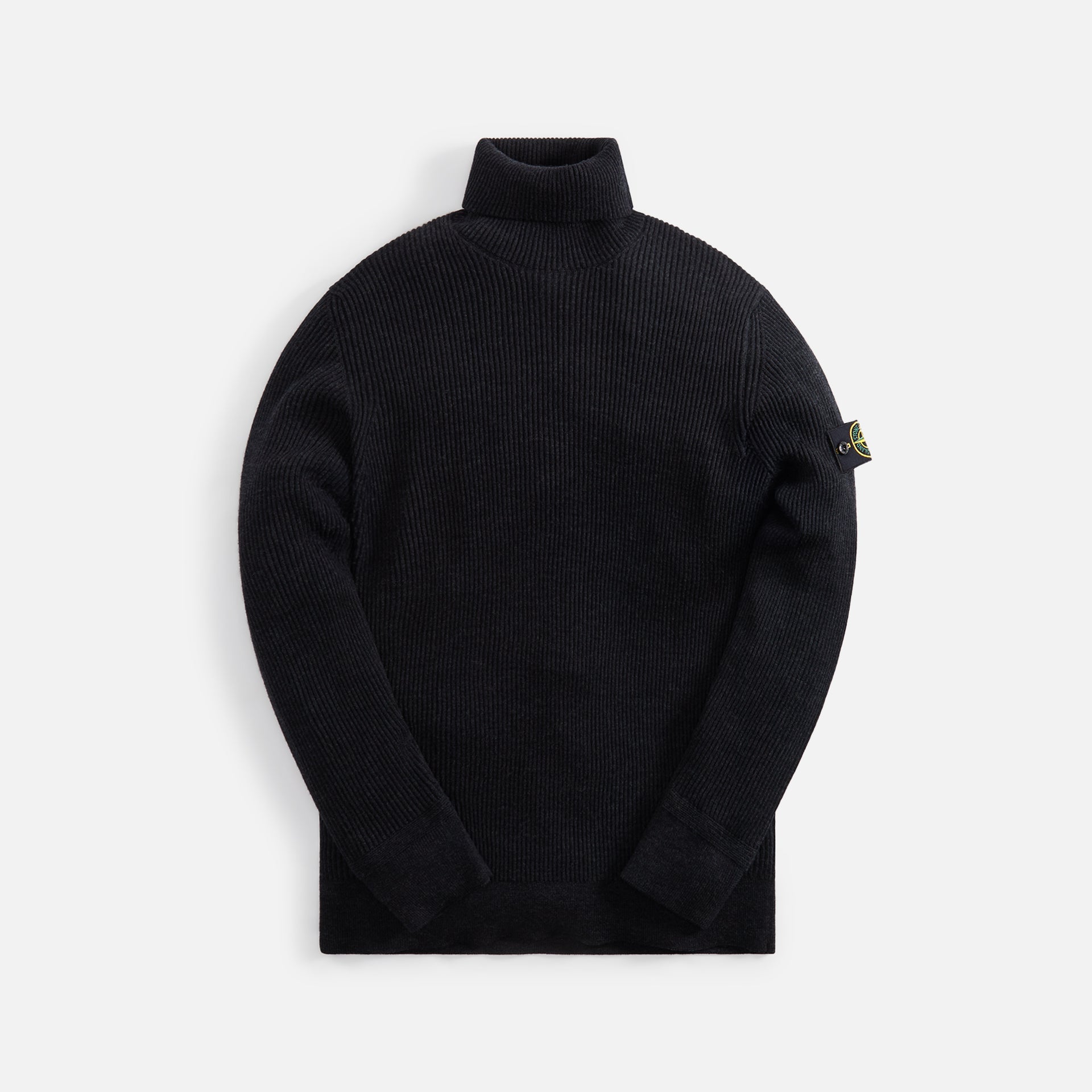 Stone Island Turtleneck Knit Full Rib Wool Melange - Charcoal