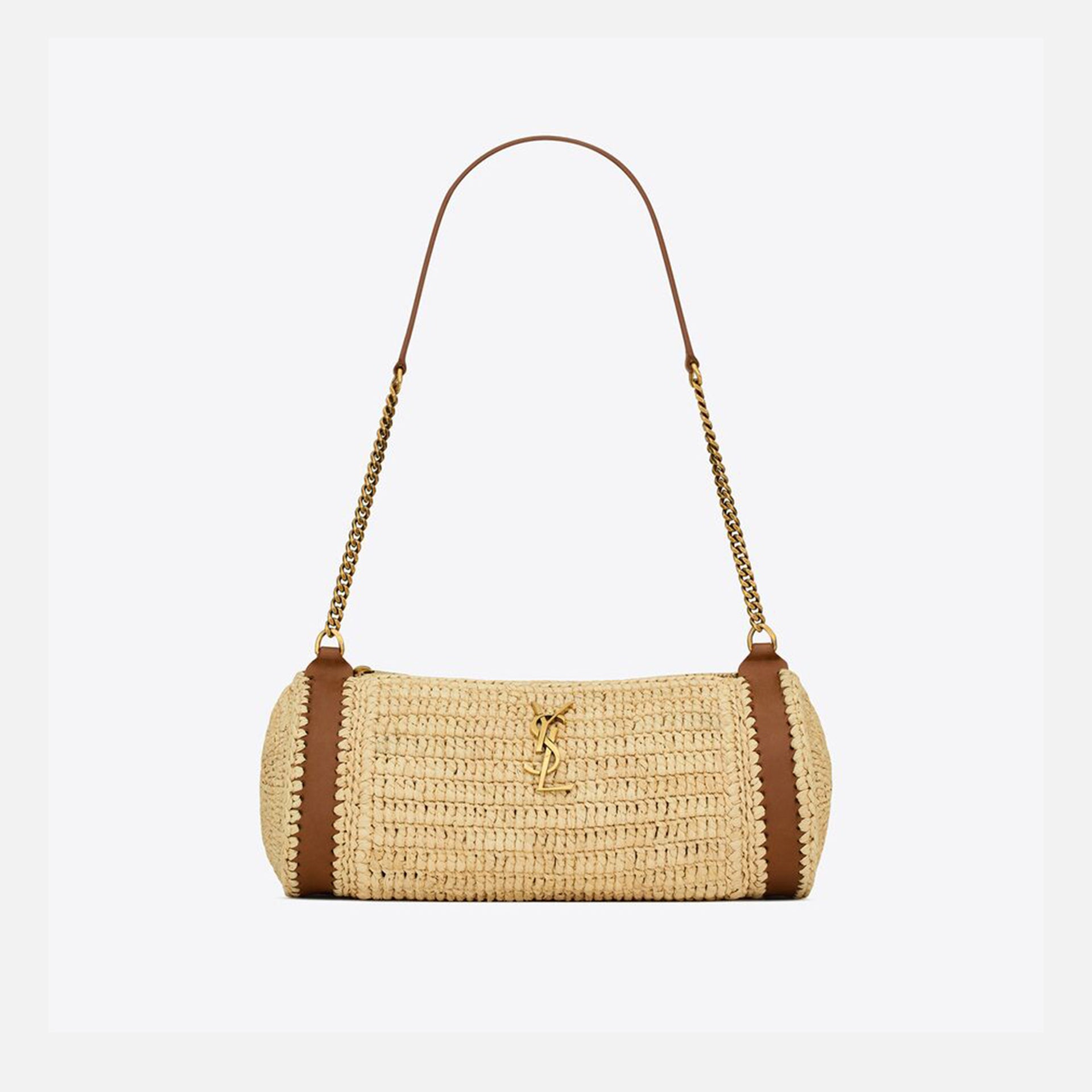 Saint Laurent Cilindre Rafia Handbag - Naturale