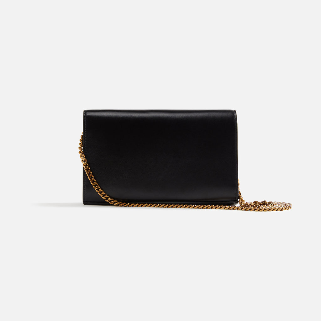 Saint Laurent Loulou Small Ysl Shearling Shoulder Bag Nero